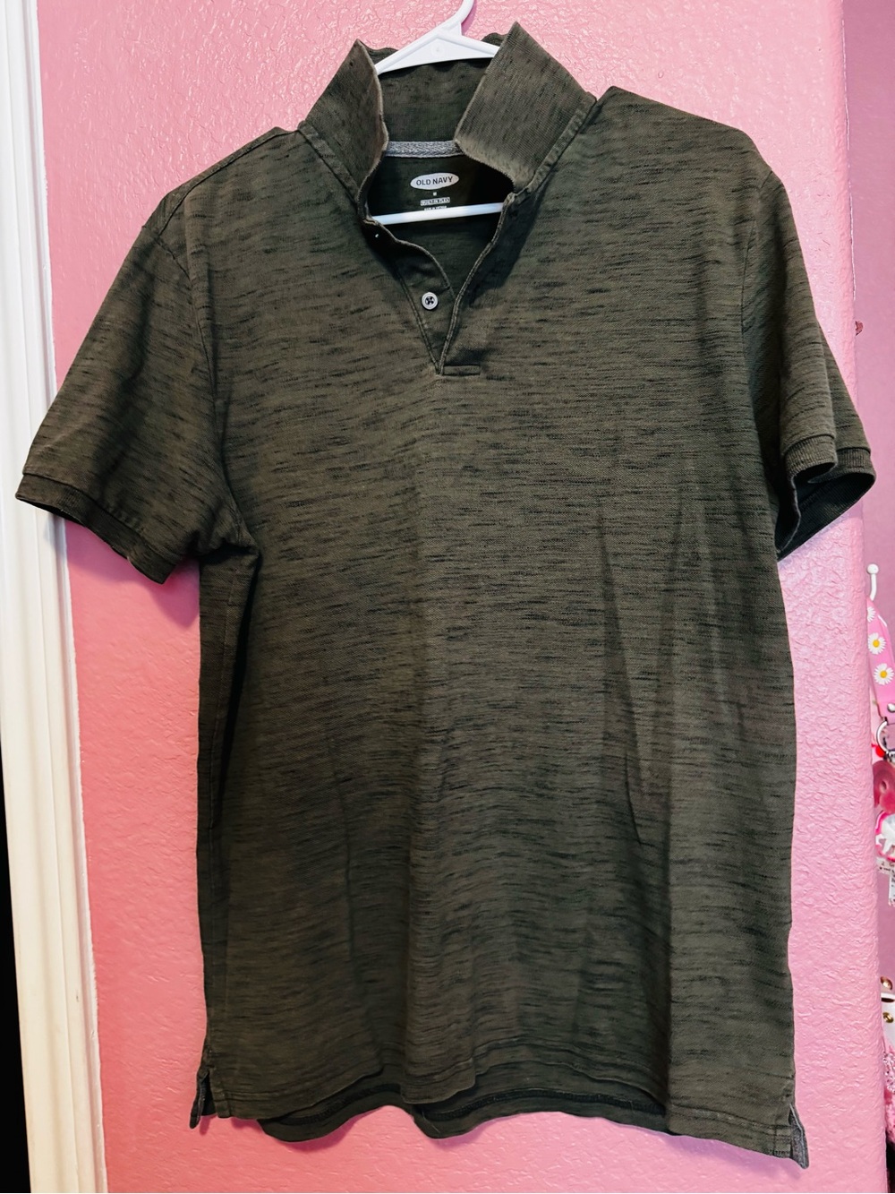 Old Navy Men's Heathered Dark Olive Polo